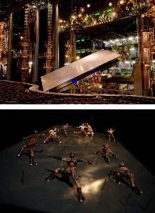 (SOUND)米国ラスベガスでのシルク・ドゥ・ソレイユのパフォーマンス用の垂直の壁