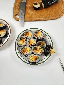 妻が巻いたキンパプ。 JPG